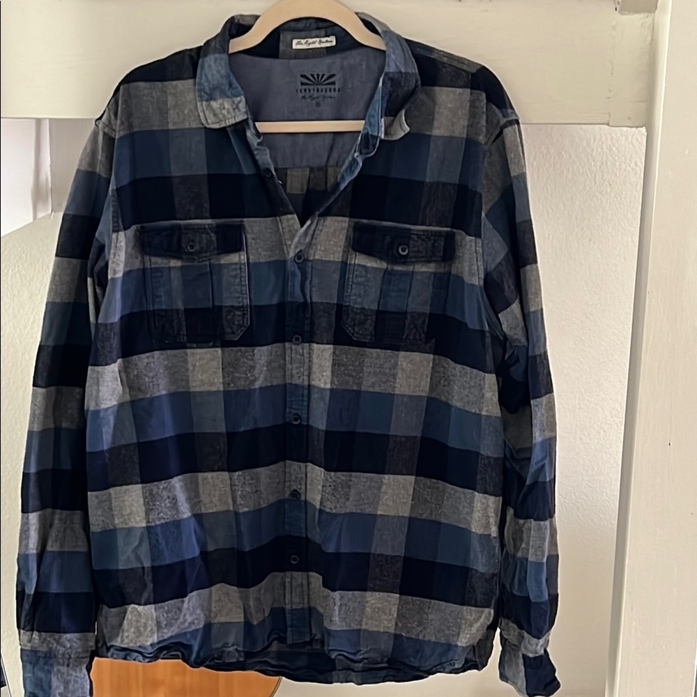 Blue Plaid Collard Button Up Shirt